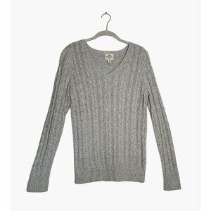 St. John's Bay Women's V-Neck Cable Knit Sweater in Gray - Sz M